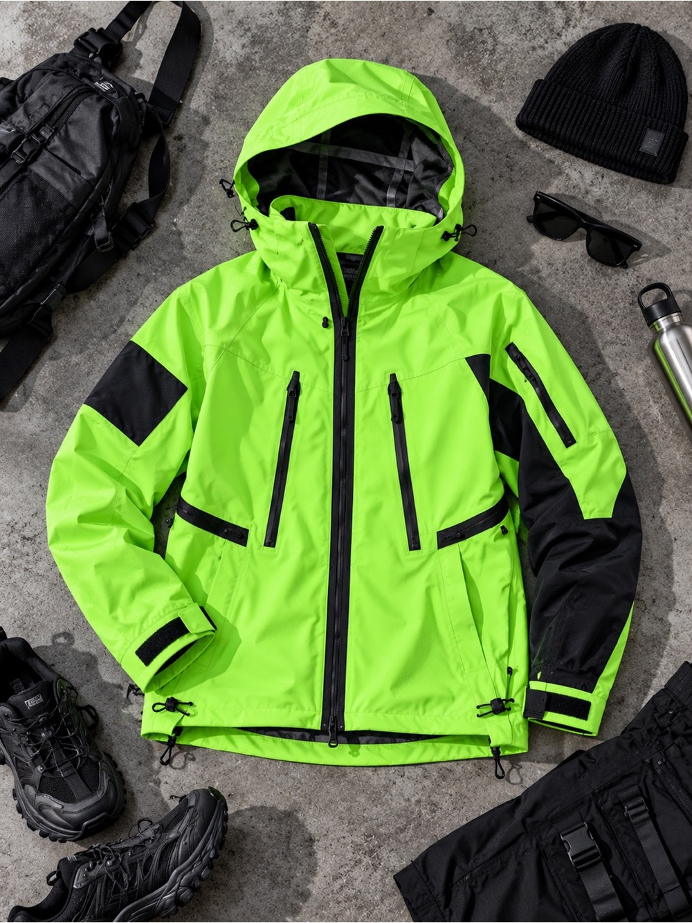 Reindee Lusion TechWear Neon Green 2 in 1 Shell Jacket M NWT